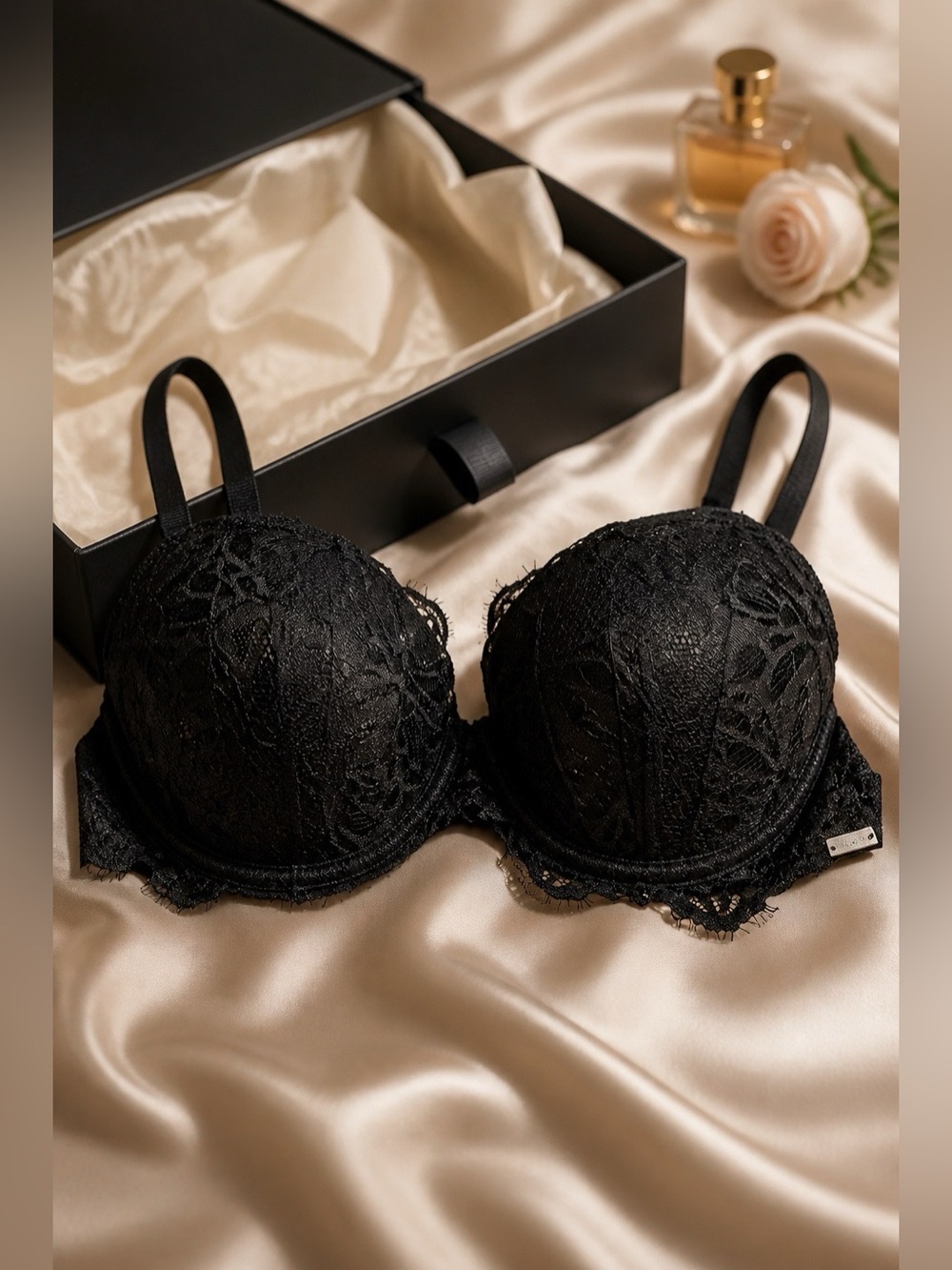 BLACK LACE PUSH UP BRA 32B by Pink Victoria’s